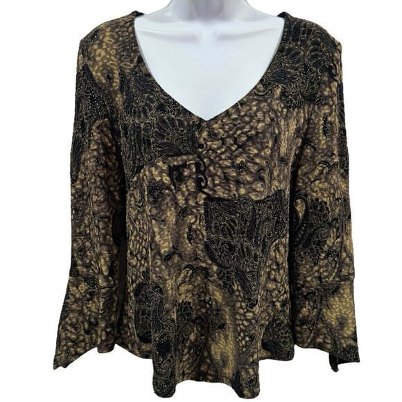 Y2K Bellessa Black Gold Asymmetrical Blouse Dark Romantic WhimsiGoth Fairy M - Picture 2 of 10